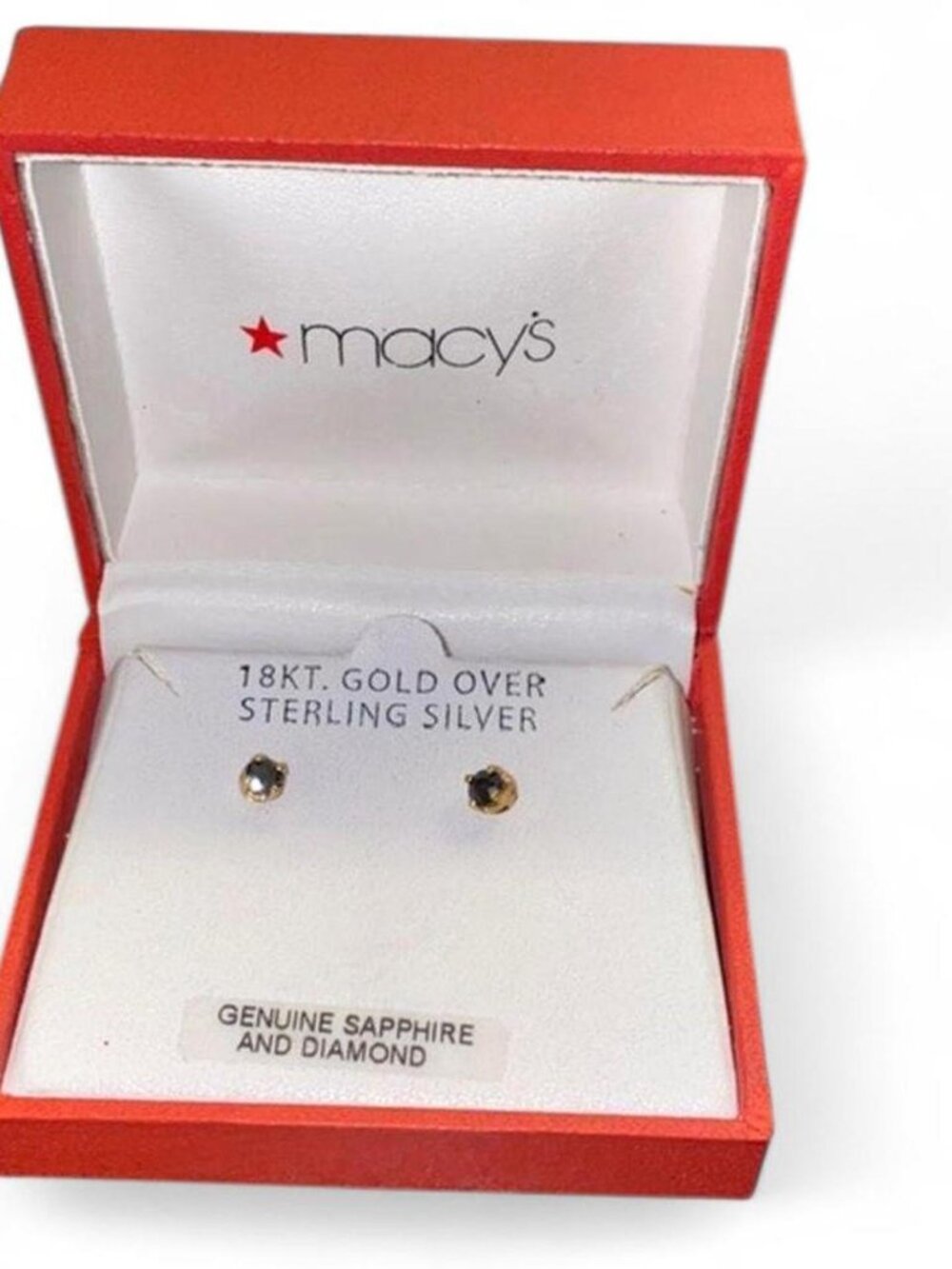 Macys Sapphire & Diamond Studs NWT